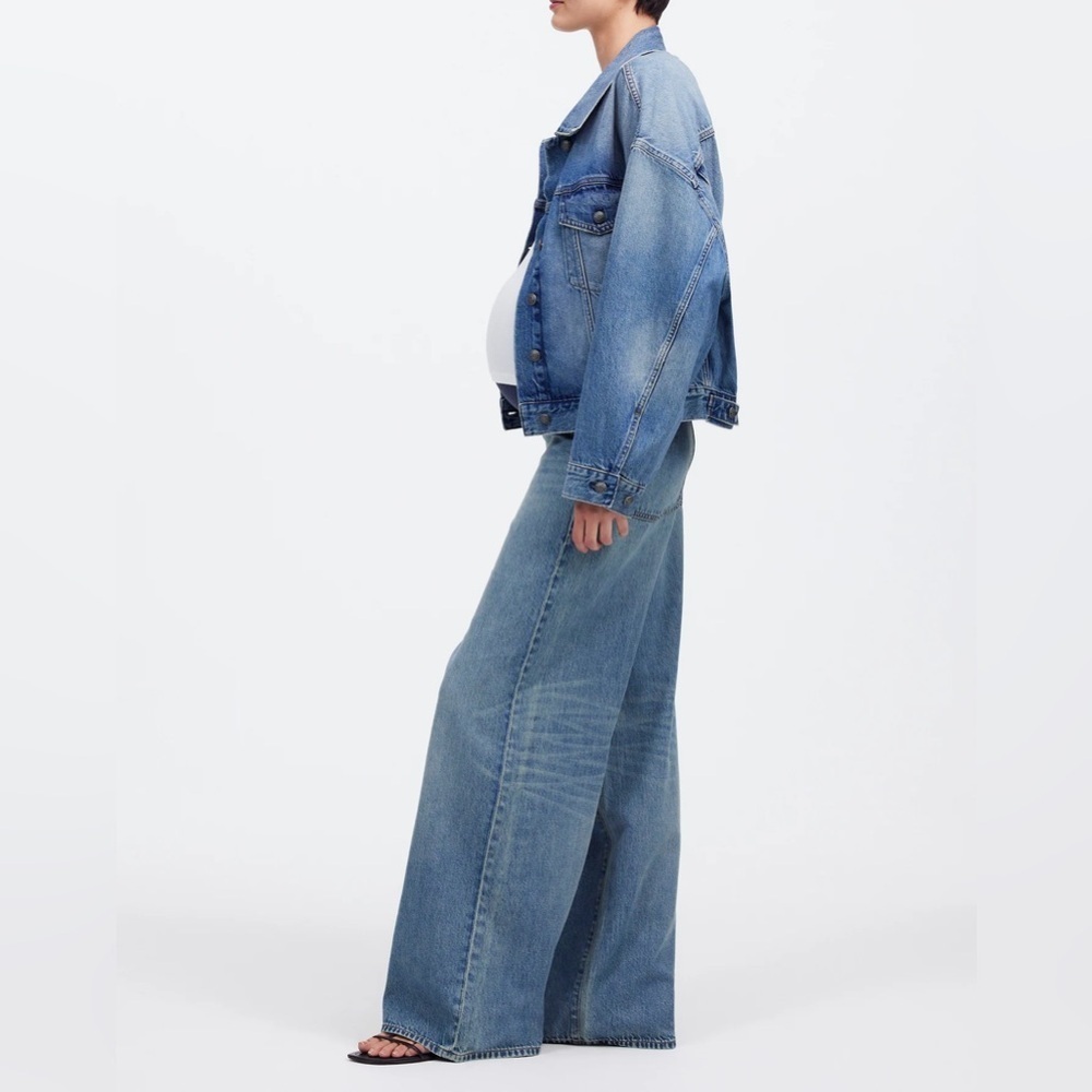 NWT Madewell Maternity Over-the-Belly Superwide-Leg Jeans: Airy Denim Edition 33